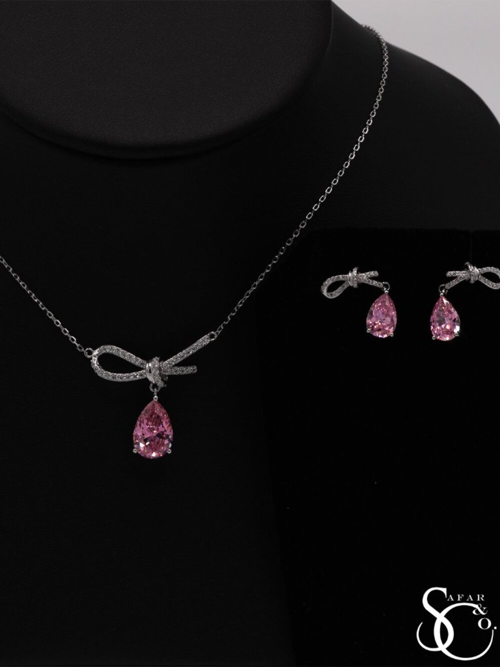 925 Sterling Silver Tie Infinity Knot Necklace and Earrings Set